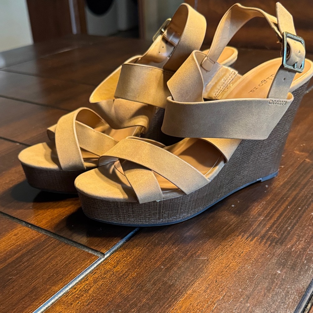 Indigo Tan Wedge Sandals